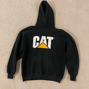 CAT Hoodie Unisex Medium Black Pullover Official CAT  Logo Casual Mens